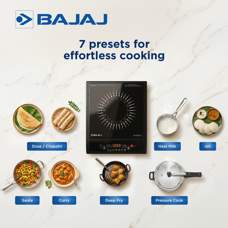 BAJAJ 1200 W Induction Cooktop Push Button Black