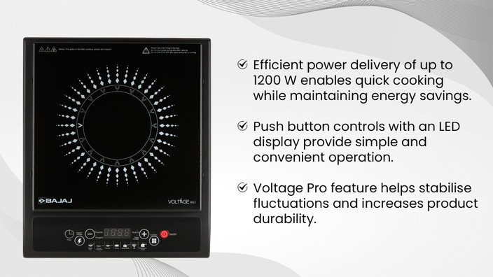 BAJAJ 1200 W Induction Cooktop Push Button Black