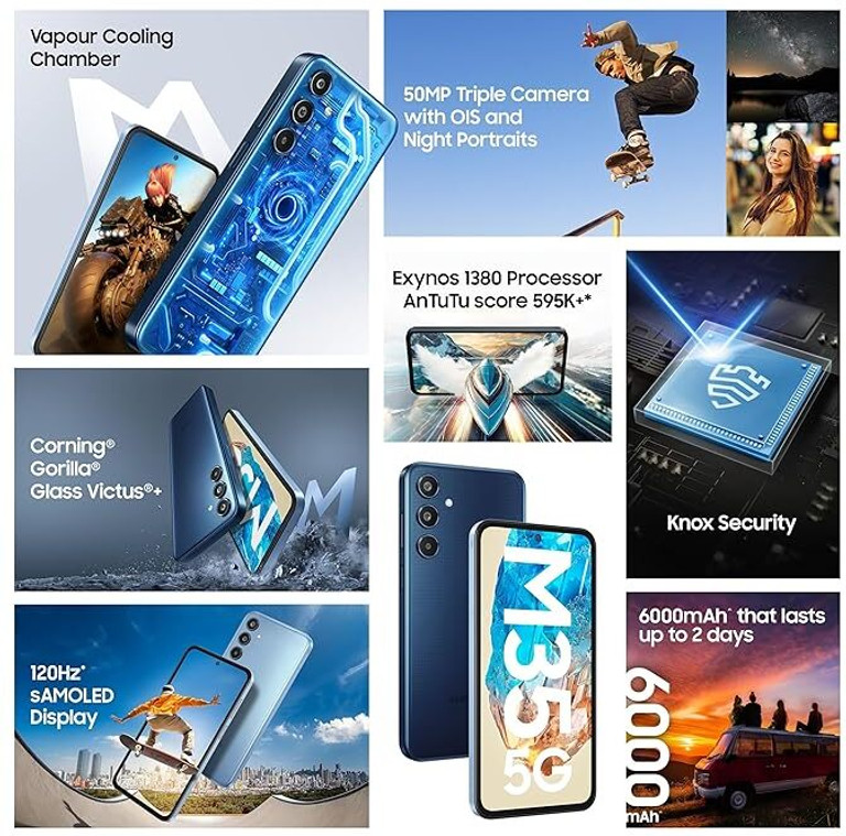 Samsung Galaxy M35 5G (Moonlight Blue, 128 GB) (6 GB RAM)